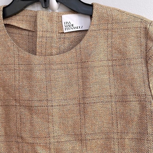 lisa marie fernandez natural windowpane basketweave linen trapeze t-shirt - Picture 4 of 6